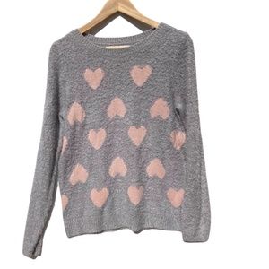 Lauren Conrad Grey & Baby Pink Heart Sweat…